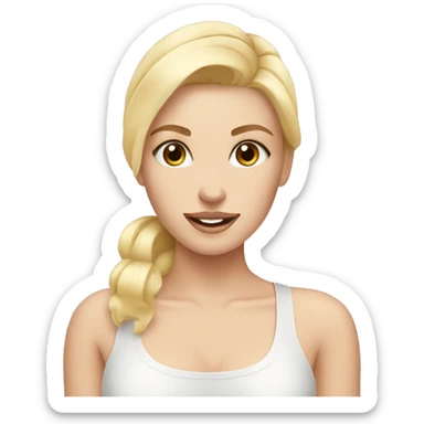 blonde girl doing skin care sticker