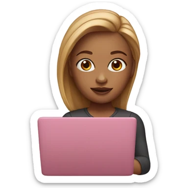 memoji female with laptop sticker