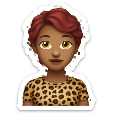 Burgundy haired girl in a cheetah print shirt sticker