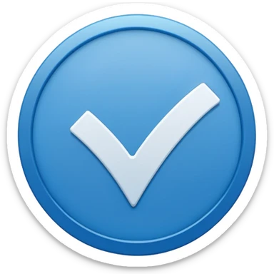a white check mark inside a solid blue circle or rounded square. sticker