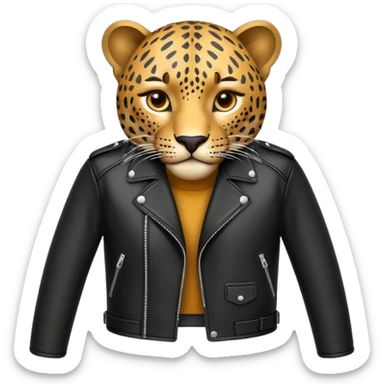 leopard in leather jacket sticker