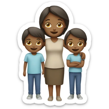 woman with 2 children sticker