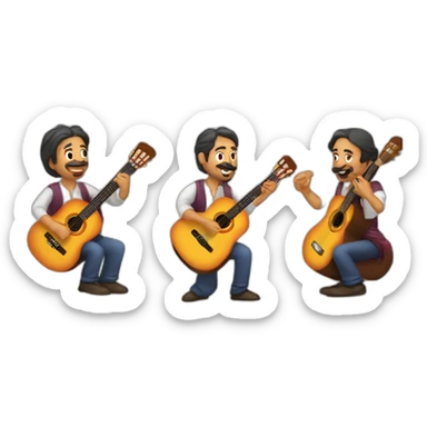 gitano tocando la guitarra con dos enanos bestidos de flamenca sticker