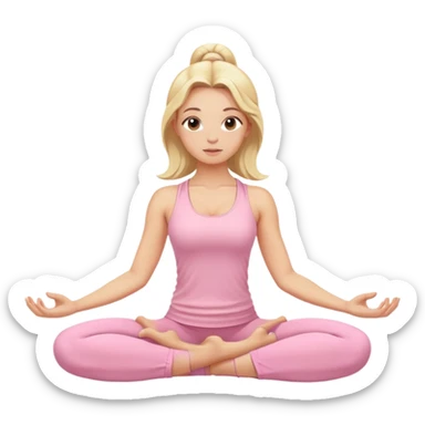 blonde yoga girl light pink clothes n sticker