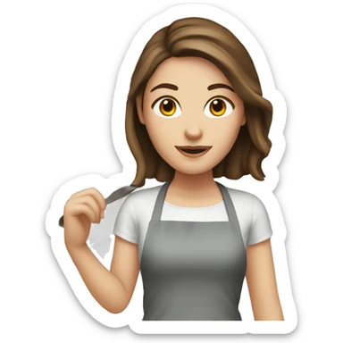 white girl with brown hair cooking sticker