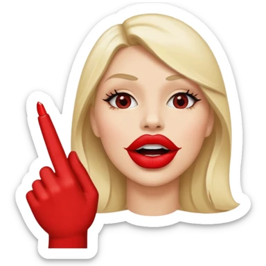 Hand doing rock on symbol in front of sideways lips sticker