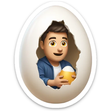 Guy hatching from a large egg  sticker
