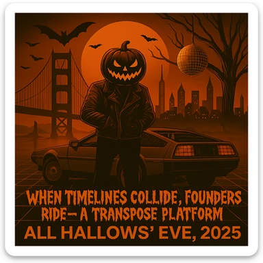 DO NOT CHANGE ANYTHING ELSE JUST MAKE THE FONT FOR WHEN TIMELINES COLLIDE, FOUNDERS RIDE, SPOOKY, RUNNY. KEEP THE SAME SIZE FONT.  sticker