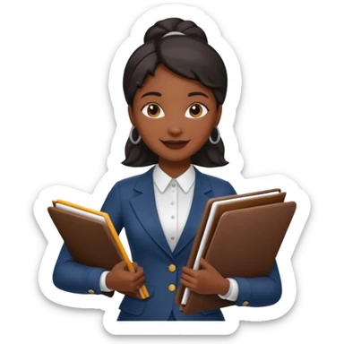 a financier black skin girl with a portfolio sticker