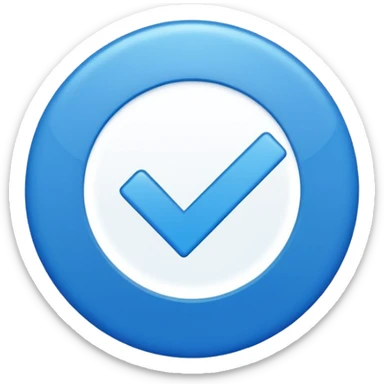 Un circulo celeste con una palomita blanca dentro un check  mas xeleate chillante sticker