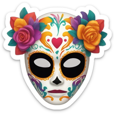 Colorful el muerte mask kiss sticker