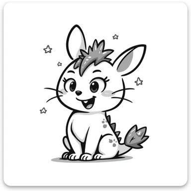 anime style bunny plant dragon with spikes, big expressive anime eyes, cute but fierce looking, detailed anime art style sticker