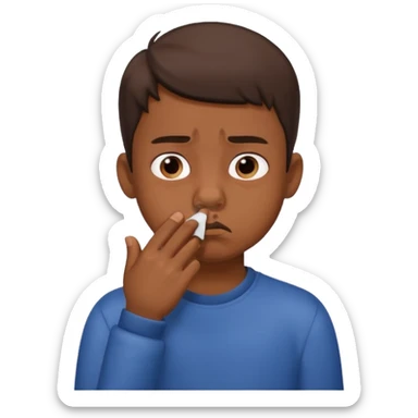 A boy pinching his nose because of a bad smell. sticker