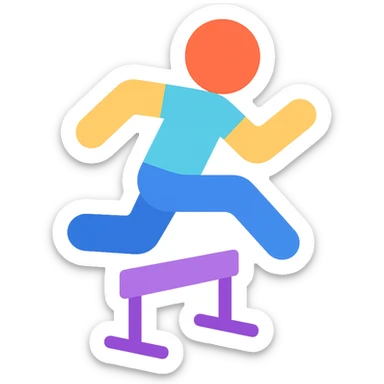 Convert this outline icon of a gym dodger (one man) to a color icon style. Keep the gym dodger theme with a simple and clear design. Use vibrant colors but avoid yellow tones. sticker