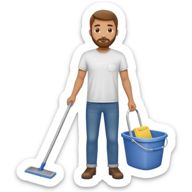 Guy with very short beard doing house chores sticker