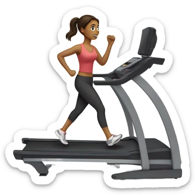 Brunette walking on treadmill  sticker