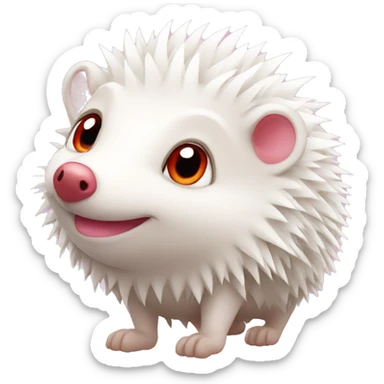 Cute white hedgehog with pinkish red eyes sticker