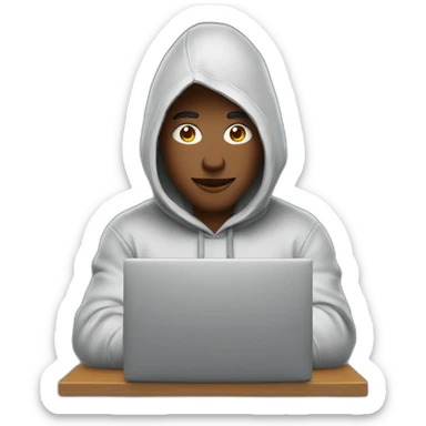 De bie Young man with a hood behind his laptop sticker