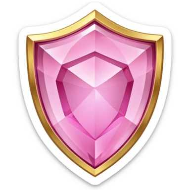 Pink crystal shield golden border sticker