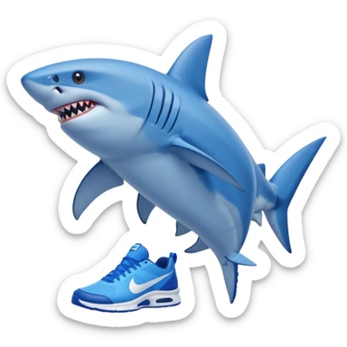 Shark with legs and blue Nike shoes sticker