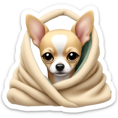 Blonde short-haired chihuahua wrapped in a cozy blanket sticker