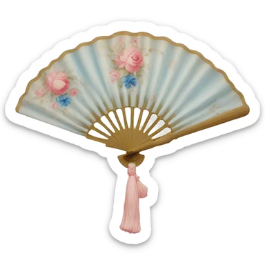 Rococo hand fan white pink and blue  sticker