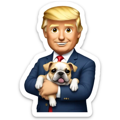 Donald trump holding a French bulldog sticker