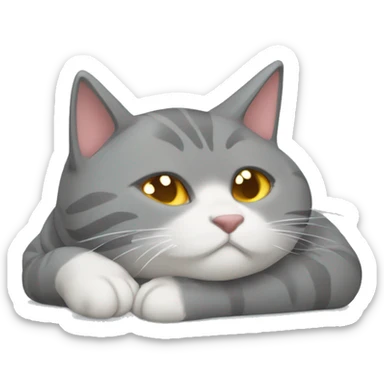 Gato gris durmiendo sticker