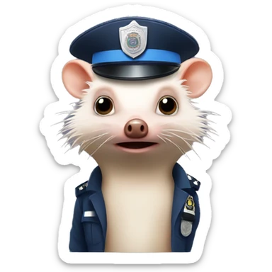angry hairless hedgehog with police hat sticker