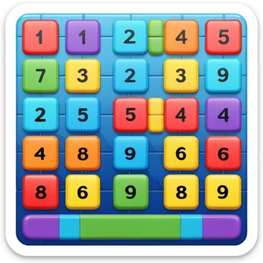 Sliding Puzzle toy with 15 number squares that slide up or down, left or right, a classic toy sticker