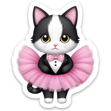 Tuxedo cat with tutu sticker