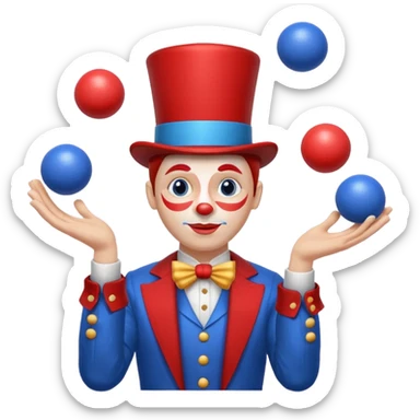 circus juggler juggling balls blue and white and red sticker