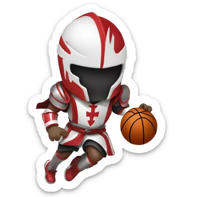 Red and white knight dribbling a basketball  sticker