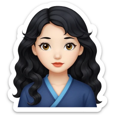 Beautiful girl,Black hair,wavy hair，long hair,Black eyes,Chinese sticker