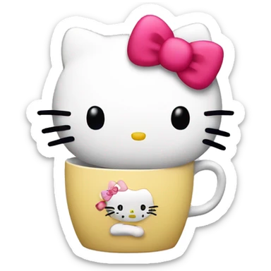 hello kitty with a cup sticker