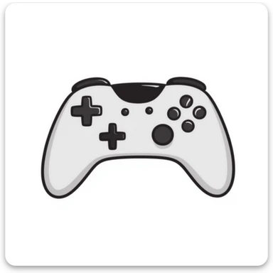 A modern gamepad controller with dual analog sticks and multiple buttons in pastel colors (dd9fb0, ffc6d3, a3bfc9, c4bee2, f1b091), hand-drawn doodle style sticker