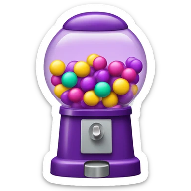 Purple gumball machine with purple, fuchsia, yellow, and mint green gumballs sticker