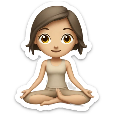 White brunette Girl doing yoga in beige tones  sticker