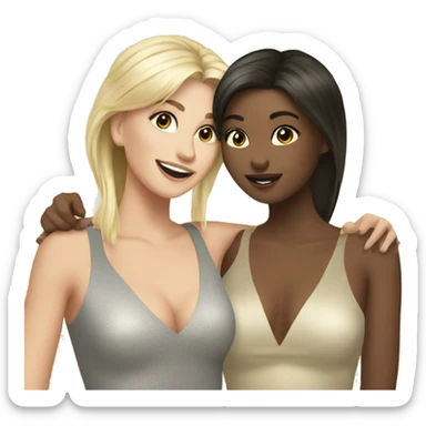 Blonde and brunette friends celebrate the new year sticker