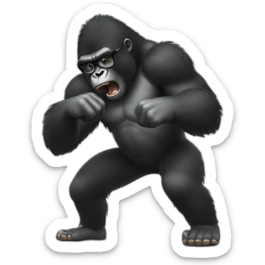 Gorilla punching a Boy with glasses sticker