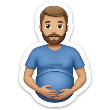Bearded man rubbing pregnant belly poking out of shirt sticker