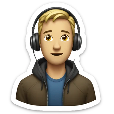 a man listen to music sticker