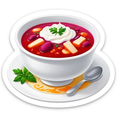 Borscht soup with sour cream  sticker
