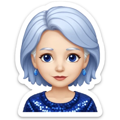 Madame Moribble from The Wizard of Oz with white hair, indigo sequin outfit sticker