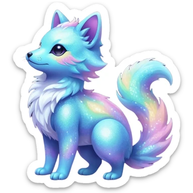 Pastel furry realistic nebula glittery Randomly-colored sparkly exotic Fakémon-creature, full body sticker
