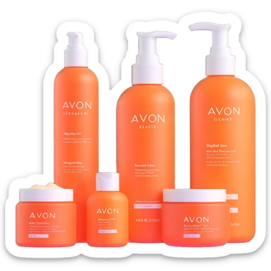 AVON skincare set with facial cleanser, toner, and moisturizer bottles sticker