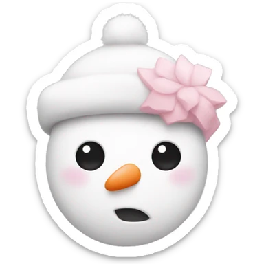 Cute white and light pink snowman sticker