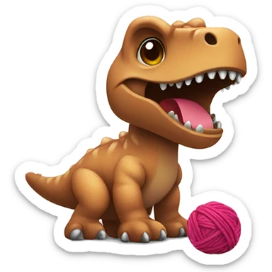 Cute Trex + yarn ball sticker