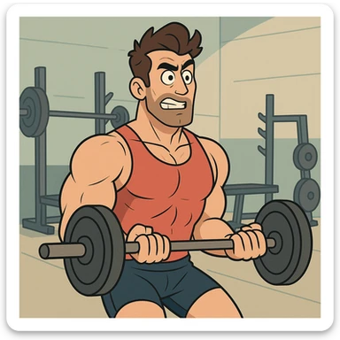 athletic man lifting weights in gym, modern style, dynamic and detailed sticker