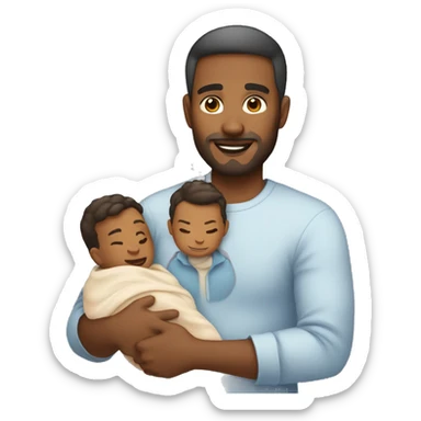 Light brown skin father holding newborn  sticker